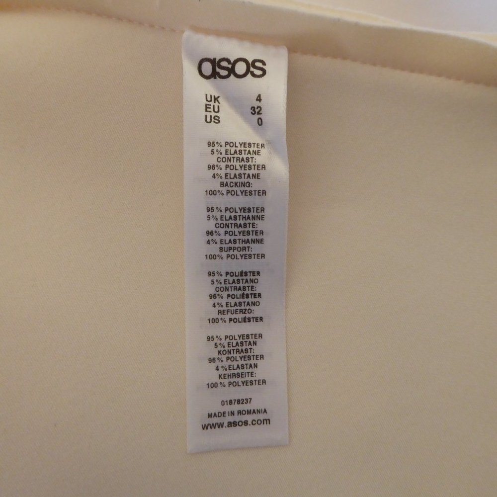 ASOS Cream Beige Structured Short Sleeve Peplum Tunic Ruffled Top NEW Size 0 - Picture 10 of 11